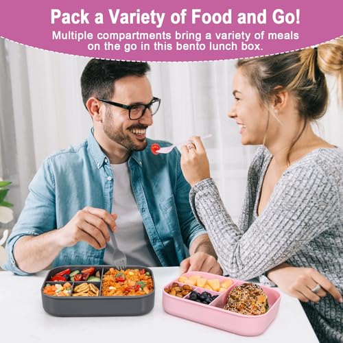 Caperci Stackable Bento Lunch Box for Adult & Teens - Reinforced Leak-Proof Lunch Container 4-Compartment with Utensils & Sauce Container, BPA-Free, Dishwasher/Microwave Safe, 47oz (Cherry Blossom) - color: Cherry Blossom