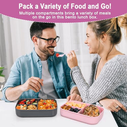 Caperci Stackable Bento Lunch Box for Adult & Teens - Reinforced Leak-Proof Lunch Container 4-Compartment with Utensils & Sauce Container, BPA-Free, Dishwasher/Microwave Safe, 47oz (Cherry Blossom) - color: Cherry Blossom