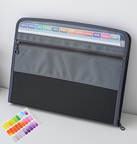 NAFY Expanding File Folder, 13 Pockets Document Organizer with Zipper, A4 Letter Size Portable Accordion Expanding File Folders with 27pcs Multicolor Labels for Home Office School Supplies (Black) - color: Black