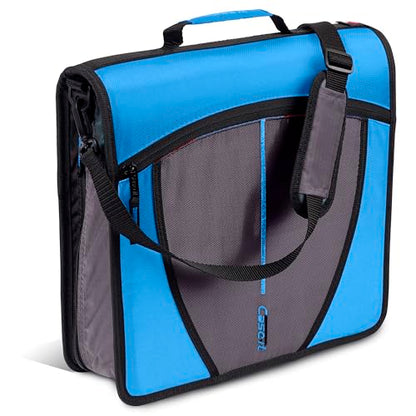 Case-it Mighty Zip Tab Zipper Binder, 3" O-Ring with 5-Color tabbes, Expanding File Folder and Shoulder Strap and Handle, D-146-Denim Blue - color: D Denim Blue, size: 1 Pack