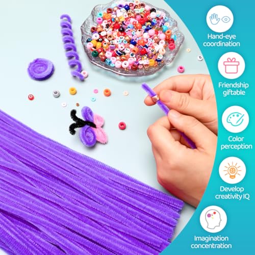 Iooleem 200pcs Purple Pipe Cleaners, Chenille Stems, DIY Crafts, Art and Craft Supplies. - color: Purple color, size: Small Pack