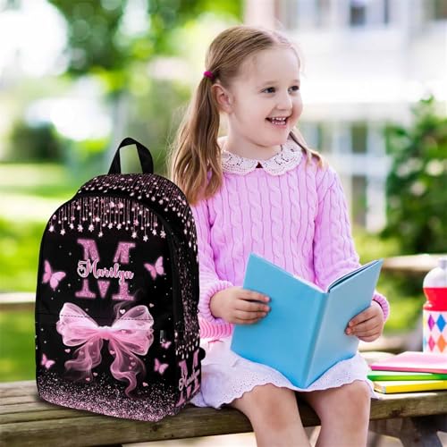 MyPupSocks Personalized School Backpack for Girls, Custom Glitter Butterfly Girls Backpack with Lunchbox for Kids, Customized Kids Bookbag Knapsack Schoolbag Casual Daypacks for Teens Children - color: Multi 02