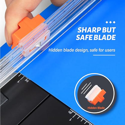 Evteck A4 Paper Cutter Slider Trimmer for Cardstock Photo Vinyl | 12 Inch, with Security Blade and Foldable Ruler, for Crafting Scrapbooking - color: Black