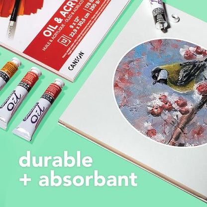Canson Graduate Oil and Acrylic Paint Pad, Foldover, 9x12 inch, 12 Sheets | Artist Paper for Adults and Students - Oil, Acrylic, Mixed Media and Painting - size: 9x12 inch