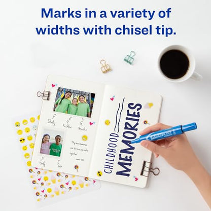 Avery Marks-A-Lot Permanent Markers, Regular Desk-Style Size, Chisel Tip, Water and Wear Resistant, 12 Blue Markers (07886)