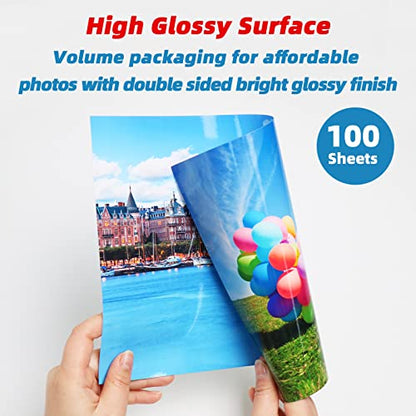 Uinkit Double Sided Glossy Photo Paper 8.5 x 11, 100 Sheets, 37 lb / 140gsm / 6.5mil, Thin Inkjet Paper for Dye Ink, Fast Dry for Brochures, Flyers, Menus, Chip Bags & Craft Prints - size: 8.5 x 11 x Glossy
