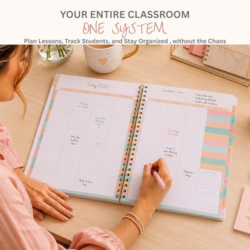 Teacher Planner 2026-2027, Horizontal Lesson Plan Book for Teachers | Pastel Striped, 8.5" x 11" | Weekly & Monthly Academic Year Lesson Planner, July 2026-June 2027 | Stickers & Bookmark - color: Pastel Stripes