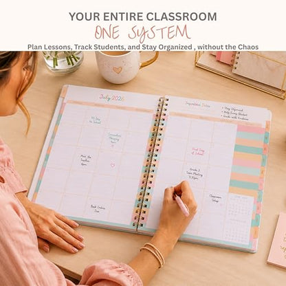 Teacher Planner 2026-2027, Horizontal Lesson Plan Book for Teachers | Pastel Striped, 8.5" x 11" | Weekly & Monthly Academic Year Lesson Planner, July 2026-June 2027 | Stickers & Bookmark - color: Pastel Stripes