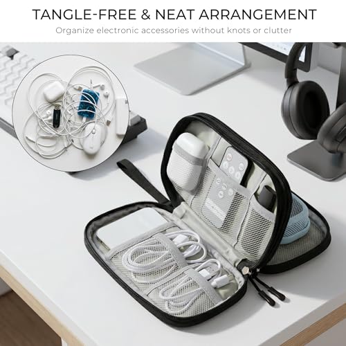 Airkit Electronics Organizer Travel Case Waterproof Double Layers All-in-One Storage Bag Tech Pouch Accessories Travel Essential for Phone Airpods Cables USB Flash Drive Black