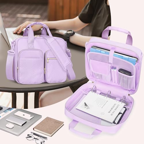3 Ring Zipper Binder, 2 Inch Ring Binder Organizer Bag with Strap | Binder Bag Fits 13" Laptop & 500 Sheets, Detachable Shoulder Strap, Large Capacity Zip Up Portfolio Folder Bag for Office - color: Purple
