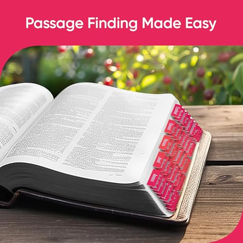 EssexWares - Berry Blaze Bible Tabs for Old and New Testament, 80 Large Print Tabs for Bible Study, Water-Resistant and Durable Index Tabs for Women and Men - 1.7" Wide - color: Berry Blaze