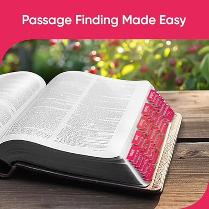 EssexWares - Berry Blaze Bible Tabs for Old and New Testament, 80 Large Print Tabs for Bible Study, Water-Resistant and Durable Index Tabs for Women and Men - 1.7" Wide - color: Berry Blaze