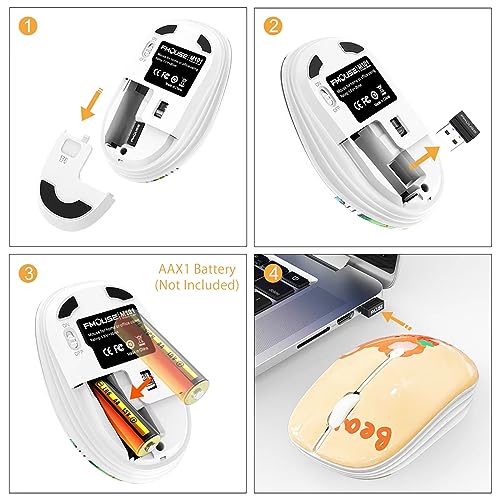JUHOO Wireless Mouse with Nano Receiver for PC, Laptop, Notebook, Computer, MacBook, Less Noise, Portable Mobile Optical Mice - style: Kerry Bear
