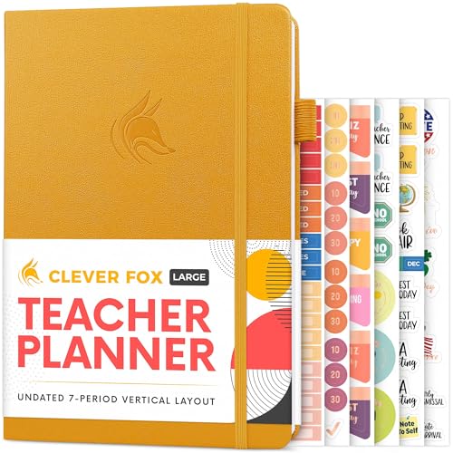 Clever Fox Teacher Planner, School & Homeschool Book, B5 Size Amber Yellow | Undated, 7x10, lay-flat binding, heavy-duty hardcover, teacher lesson weekly & daily planner, homeschool supplies - color: Amber Yellow, size: Smaller than A4 (7″ x 10″)