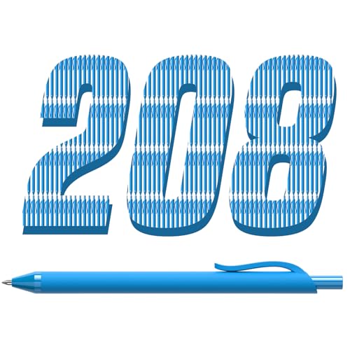 208 Pack Blue Pens - Bulk Pens 1.0mm No Bleed Retractable Ballpoint Pens | Medium Point Smooth Writing Black Ink Click Pen for Waitress, Server, Office, business - color: Blue (Blue ink)
