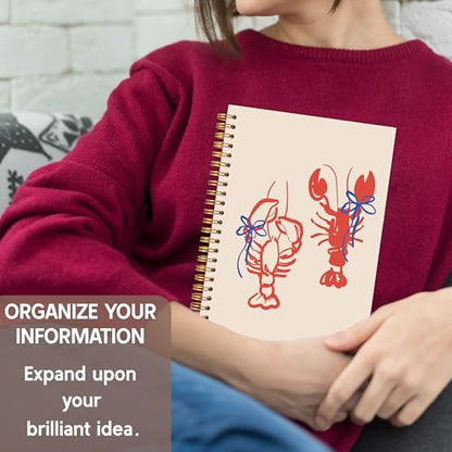 KAOWT Lobster Ocean Notebook Journal, Beach Lobster Notebooks for Note Taking, Beach Gifts for Women Journal, Coastal Ocean Hardcover Spiral Notebook 5.5x8.3in - color: Summer notbook-cray