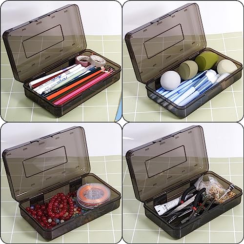 Pencil Box, Large Capacity Pencil Case, Plastic Pencil Boxs for Kids Girls Boys Adults, Hard Crayon Box Storage with Snap-Tight Lid for School Office Supplies - color: Grey