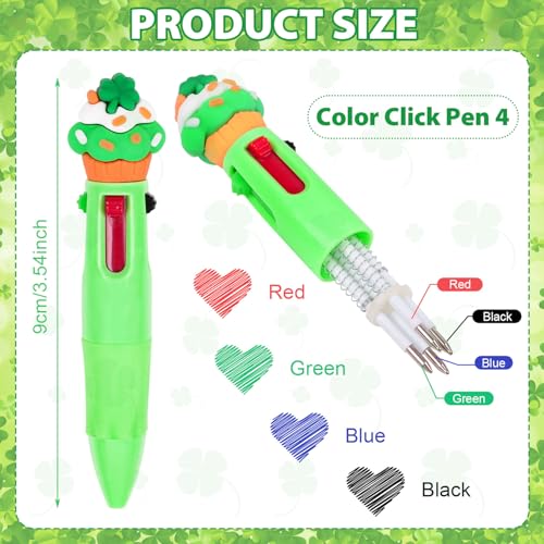 DIYASY 30 Pcs St. Patrick's Day Mini Multicolor Ballpoint Pens, St. Patrick's 4-in-1 Multicolored Retractable Pen Bulk Cute Pens Supplies - style: St. Patrick's 1