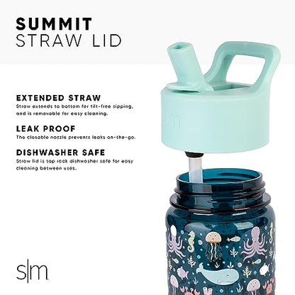 Simple Modern Disney Princess Kids Water Bottle Plastic BPA-Free Tritan Cup with Leak Proof Straw Lid | Reusable and Durable for Toddlers, Girls | Summit Collection | 12oz, Princesses Royal Beauty - color: Disney: Princesses Royal Beauty, style: Straw Lid