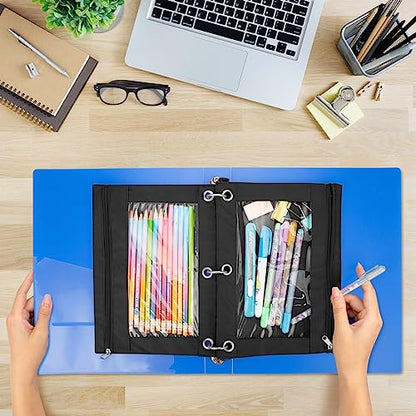 IKAYAS 20 Pack Black Pencil Pouch for 3 Ring Binder Colorful Pencil Pouch with Zipper Bulk, 3 Ring Binder Pencil Pouches Pencil Case Pencil Bags for Classroom Storing School Teacher Supplies