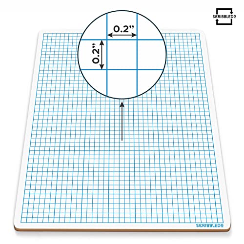 SCRIBBLEDO Small Grid Dry Erase Graph Board 9x12, 0.2-in Fine Grid for Math | Fine Blue Grid Lines, Detailed Cells, Easy to Clean No Residual, Algebra, Geometry and STEM Practice, Sturdy Double Sided - size: 9"W x 12"H