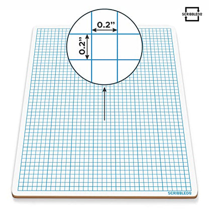 SCRIBBLEDO Small Grid Dry Erase Graph Board 9x12, 0.2-in Fine Grid for Math | Fine Blue Grid Lines, Detailed Cells, Easy to Clean No Residual, Algebra, Geometry and STEM Practice, Sturdy Double Sided - size: 9"W x 12"H