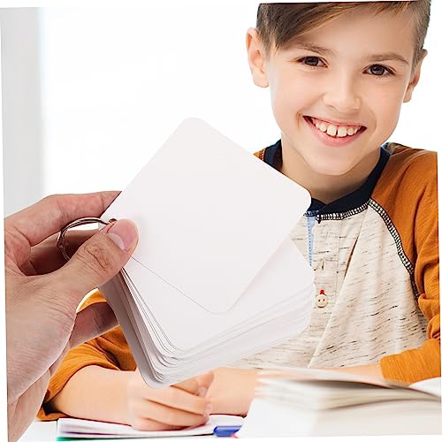 Hemoton Blank Flash Cards with Binder Rings Pre-hole Punched Notecards for Vocabulary Note Taking and Diy Projects Multipurpose Blank Cards for Study and Planning - size: 7.8X7.8X0.01CM
