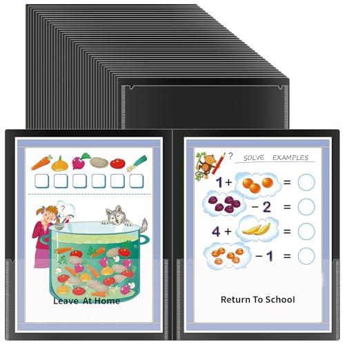 36 Pcs Parent Teacher Communication Folder with Clear Front Pocket, 2 Pocket Home School Folders Take Home Homework Folder for Students Classroom (36, Black) - color: Black