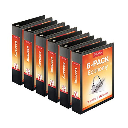 Cardinal by TOPS Products Economy Value ClearVue 2-Inch Slant-D Ring Binders, 540 Sheet Capacity, Black, Case of 6 Binders (90760) - color: Black, size: 2 Inch