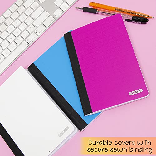 BAZIC PRODUCTS Poly Cover Personal Composition Notebook, 5 x 7 in, 8 Titles | 80 college-ruled sheets (160 pages), sewn binding, Compact for notes - size: 8-Pack