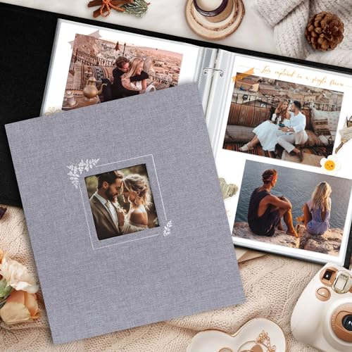 Lanpn Scrapbook Photo Album 8.5x11, Linen Window Design Cover Top Load 3 Ring Folder Binder Photobook Photo Book 8.5 x 11 inch with 30 Plastic Sleeves 60 Pages Grey - color: Grey, size: 8.5x11"