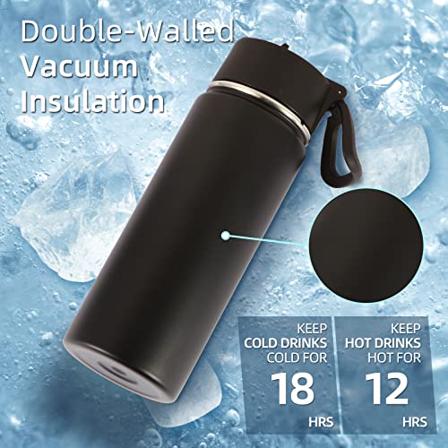 Volhoply 18oz Insulated Water Bottle Bulk 8 Pack,Kids Stainless Steel Water Bottles with Straw Lid,Double Wall Vacuum Reusable Metal Bottle,Wide Mouth Sports Flask Keep Hot and Cold(Mix,8 Set) - color: Mix