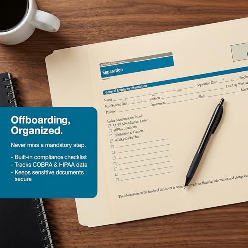 ComplyRight Separation Folder, Pack of 25 | 9-1/2" x 11-3/4", Document Filing Folder for Businesses, HR Employee Management Documentation Office Supplies - style: Separation