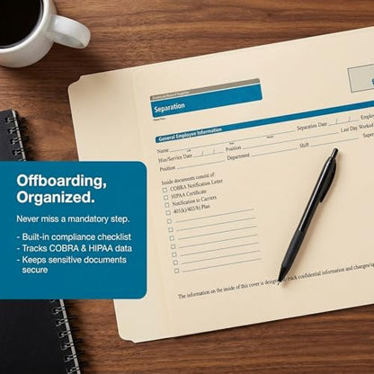 ComplyRight Separation Folder, Pack of 25 | 9-1/2" x 11-3/4", Document Filing Folder for Businesses, HR Employee Management Documentation Office Supplies - style: Separation