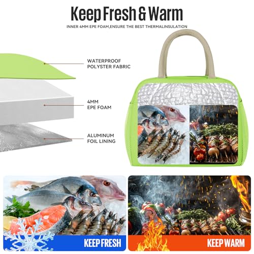douyadady Lunch Bag&Box Women/Men Insulated&Reusable | Spacious Lightweight Waterproof Sturdy Durable Great Value For Office Work School Picnic Travel - color: Green