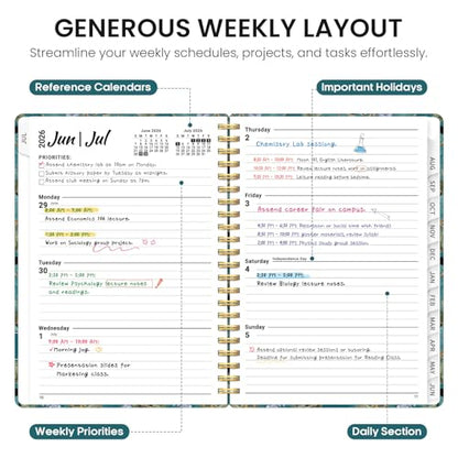 Planner 2026-2027, Academic Year Weekly and Monthly Calender Planner, from Jul 2026 - Jun 2027, Spiral Bound School Planning Book, Perfect for Teacher, Student, Women & Men, A4 (8.5" x 11"), Cats in Vine - color: H-Cats in Vine, size: (8.5"x11")a4