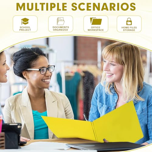 Two Pocket Folders, RAZCC 50 Pack Two Pocket Folders with Prongs, 3 Prong Folders Fit Letter Size Paper, Pocket File Folders for School Office Home Business, Yellow - color: Yellow