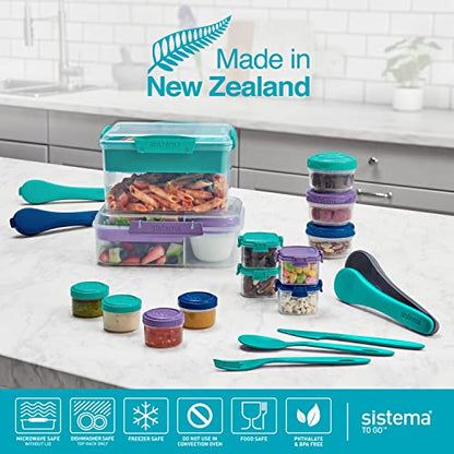 Sistema To Go Collection Bento Box Cube Plastic Lunch and Food Storage Container, 5.3 Cup, Multi-Compartment, Color Varies, BPA Free