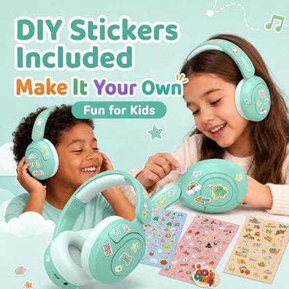 MIDOLA Kids Bluetooth Headphones Active Noise Cancelling Lightweight Wireless Headphone for Kid Volume Limited 85/94dB Foldable Over-Ear Headset with Mic,68 Hours Playtime,for Toddler Child Green - color: Mint Green