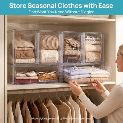 Vtopmart 6pack Clear Storage Dawers - style: 2 Wide+4 Large