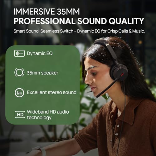Yealink UH44 USB Wired Headset with Noise Cancelling Mic – Teams Certified Mono Headset for PC/Laptop, Single-Ear Design, Inline Controls, USB-C & USB-A, for Home Office