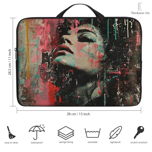 Laptop Sleeve Bag with Handle Computer Protective Soft Cover Case for 14 Inch 13 Inch Laptop,Girl Oil Painting - color: Girl Oil Painting
