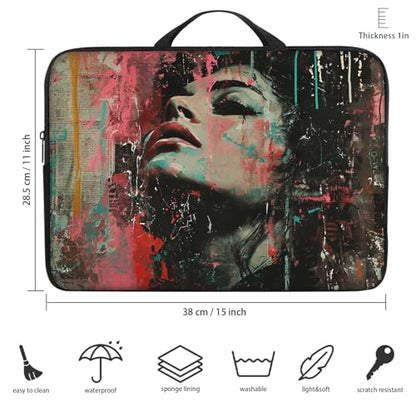 Laptop Sleeve Bag with Handle Computer Protective Soft Cover Case for 14 Inch 13 Inch Laptop,Girl Oil Painting - color: Girl Oil Painting