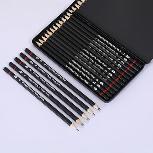 YYMIYU 12pcs Sketch Pencil Set 8B, 7B, 6B, 5B, 4B, 3B, 2B, B, HB, F, H, 2H, Ideal For Drawing Art, Sketching, Shading, Artist Pencils For Beginners & Pro Art - style: 12 Drawing Pencils Set