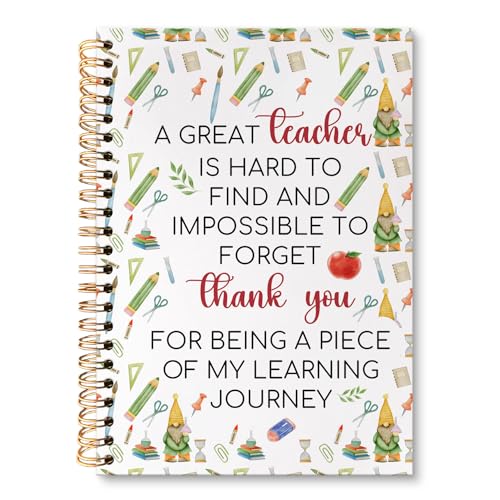 Teacher Appreciation Gifts Spiral Notebook Journal, Thank You Teacher of the Year Gifts for Teachers Journal for Notes Planning, Teachers Office Supplies, 5.5 X 8.3 Inch - color: Thank you03