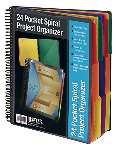 Better Office Products File Folder, Letter Size, Clear, 8.5 x 11 in, 24 Pockets, Durable Polypropylene Plastic