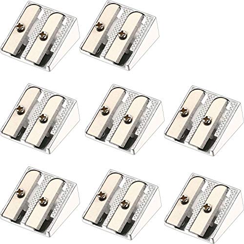 TecUnite 36 Pack Metal Pencil Sharpeners 2 Holes Manual Pencil Sharpener Bulk for Kids Aluminum Alloy Handheld Sharpeners for Most Size Graphite School Office Stationery(Silver)