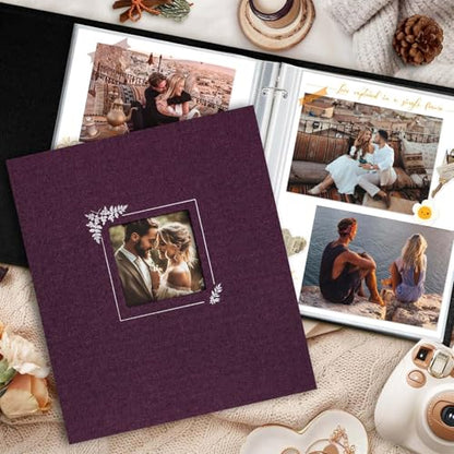 Lanpn Scrapbook Photo Album 8.5x11, Linen Window Design Cover Top Load 3 Ring Folder Binder Photobook Photo Book 8.5 x 11 inch with 30 Plastic Sleeves 60 Pages Purple - color: Purple, size: 8.5x11"