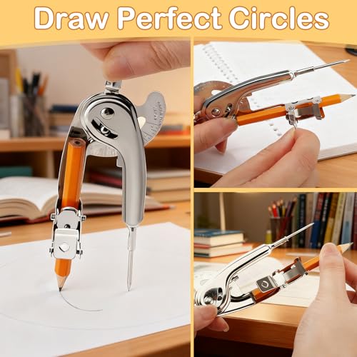 SAYAYA 64 Pieces Compass for Geometry with Pencil, Metal Geometry Drawing Tool Compass for Math Student Classroom School Office Woodworking Art Drawing - color: 64 Pack