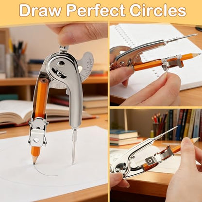 SAYAYA 8 Pieces Compass for Geometry with Pencil, Metal Geometry Drawing Tool Compass for Math Student Classroom School Office Woodworking Art Drawing - color: 8 Pack